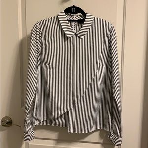 Kendall + Kylie striped long sleeve blouse